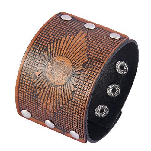 Jeilwiy Genuine Leather Cuff Bracelet Punk Braided Bracelets Rock Leather Wristbands Adjustable Belt