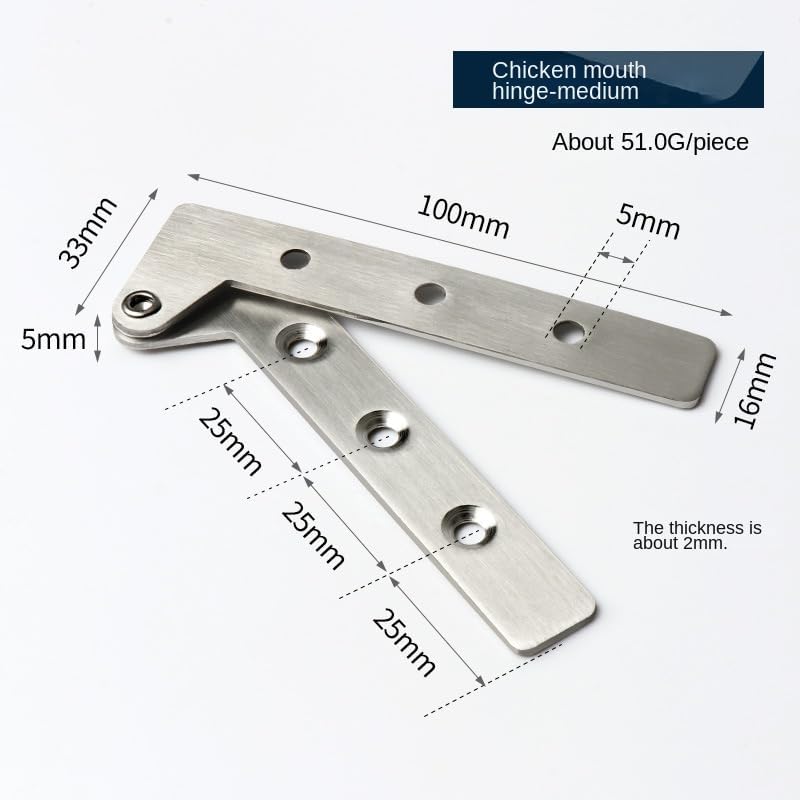 1pcs Chicken Beak Hinge Seven-Word Hidden Pivot Hinges Offset Knife Hinges Inset Door Stainless Steel 360 Degree Rotating Hinges(F-1pcs)