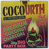 Hookah Natural Coconut Charcoal 192 Pieces FLATS Coco Urth 2 Kilo Shisha Coal PARTY BOX