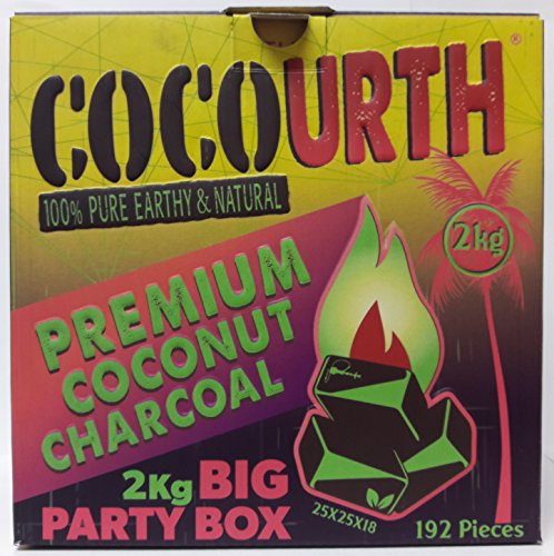 Hookah Natural Coconut Charcoal 192 Pieces Flats Coco Urth 2 Kilo Shisha Coal Party Box