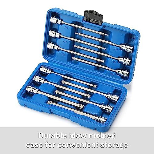 CASOMAN 3/8"Drive Extra Long Torx Bit Socket Set, 12 Piece Torx Star Bit Set, T10 to T60, Length: 150mm, CR-V&S2 Steel - image 7