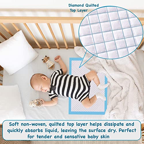 Abesto 100 Pack Baby Disposable Changing Pad Liners, 17 Inches X 13 Inches, Breathable Skin-Friendly, Leakproof Quick Drying, High Absorbent Diaper Changing Pads #TOP3