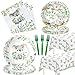 APOWBLS Koala Birthday Party Supplies - Koala Theme Baby Shower Birthday Decorations Tableware, Plates, Napkins, Tablecloth, Forks, Safari Jungle Animal Australian Koala Bear Party Supplies | Serve 24