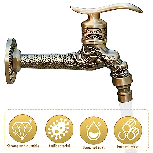 Vintage Wasserhahn Garten Drache Geschnitzt: Nizirioo Vintage Wasserhahn Langer, 1/2 Zoll Kaltwasser Waschtischarmatur Wasserhahn Wandmontage Waschmaschine, für Badezimmer Garten Küche