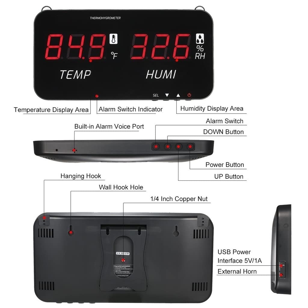 Intelligent Temperature Humidity Meter Wall-Mounted Digital Thermometer Hygrometer Industrial Agricultural Thermo-hygromete