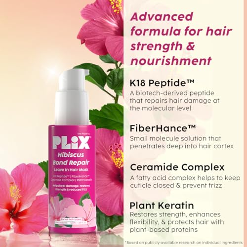 Image of The Plant Fix Plix Hibiscus Bond Repair Leave-In Hair Mask | SH Oligopeptide 78 & FiberHance | Repairs Damage, Reduces Frizz & Strengthens Hair | Vegan & Sulfate-Free | 50g