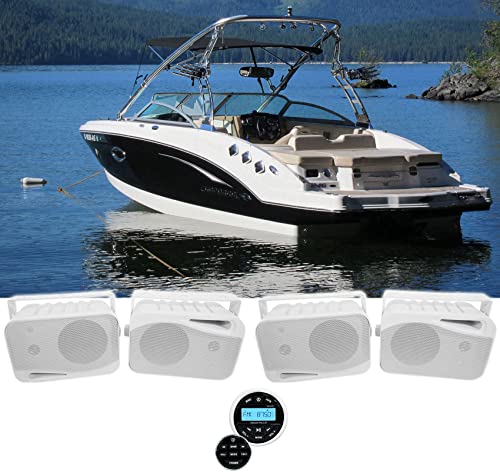 Rockville RGHR2 Marine Gauge Boat Receiver w Bluetooth USB+(4) 4