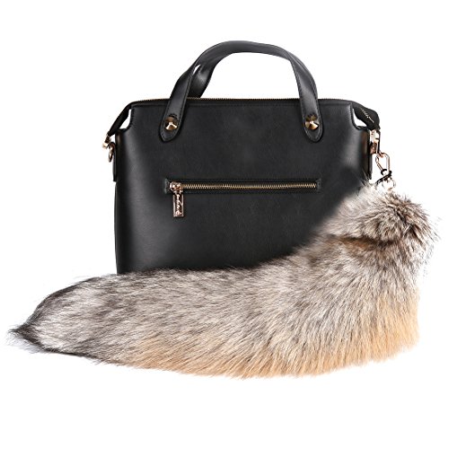 URSFUR Huge Fluffy Golden Island Fox Tail Key Chain Fur Cosplay Toy Accessory