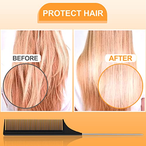 Sularpek Carbon Fibre Tail Comb - 3 Piece Set, Anti Static, Heat Resistant, Fine Tooth & Teasing Comb for Women & Men, Black - Image 5