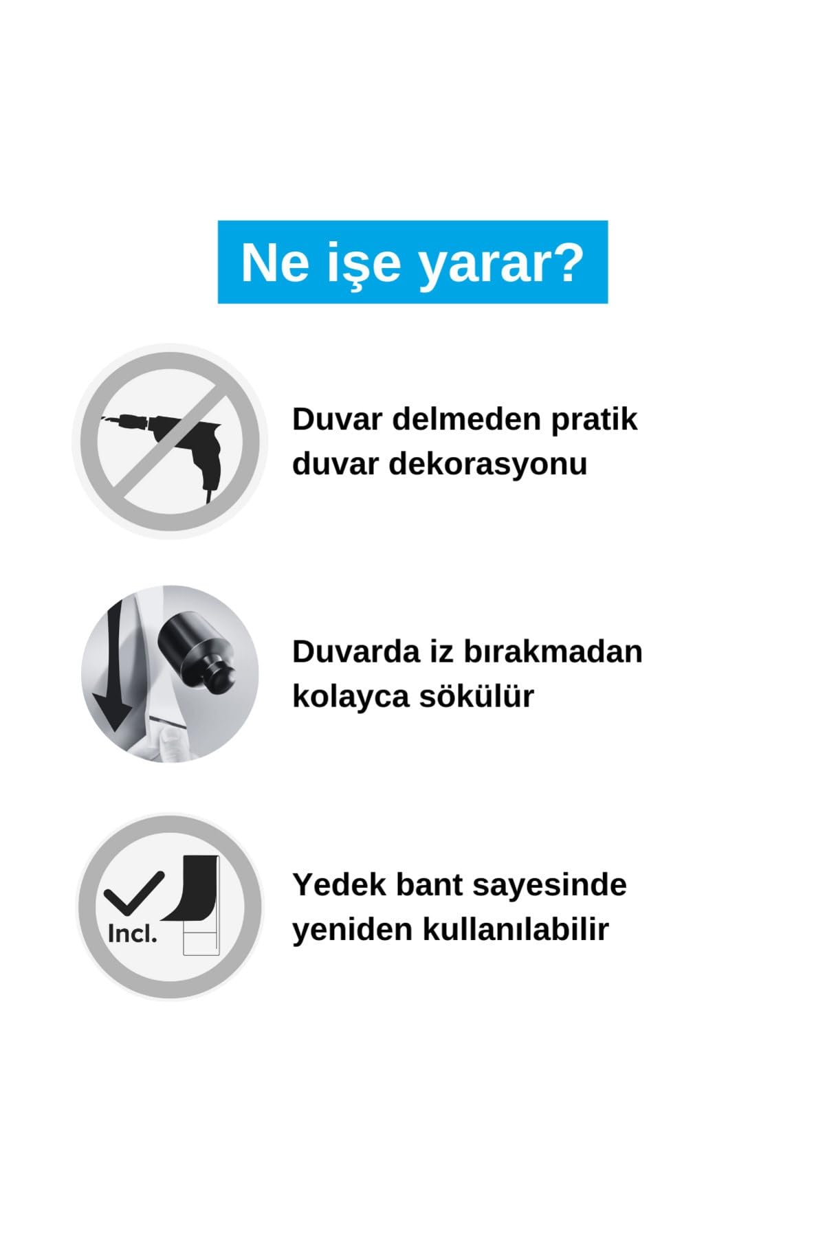 İz bırakmadan Sökülebilir Yapışkanlı Askı - Çivi, Duvar ve Duvar Kağıdı için, 2 kg x 2 adet