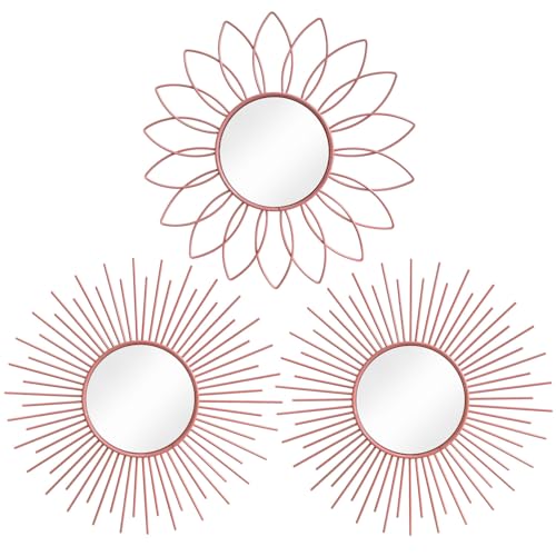 3 Pack Metal Mirrors for Wall Sunburst Wall Mirrors Home