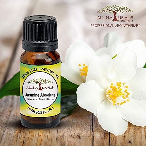 Image of All Naturals Jasmine Absolute Essential Oil (Kerala) 100% Pure, Lasting Sweet Aroma for Natural Perfumes, Massage Oils, Attars, DIY Skincare & Diffusers - 10 mL | n-Hexane Extracted, Alcohol-free