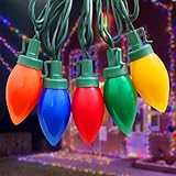 Fonusty Multicolor Christmas Lights Outdoor, 23.6Ft C9 Vintage Christmas String Lights 35 LED Colorful Bulb Lights Old Fashioned Christmas Tree Lights for Patio, Garden, Yard, Christmas Decor