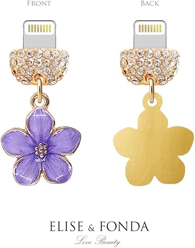 Miniatura 3 de ELISE & FONDA CP544 Puerto de carga USB Crystal Anti Dust Plug Little Flower Bauhinia Phone Charm para iPhone 131211XS MAXXRX8 Plus76S8SE iPad iPod