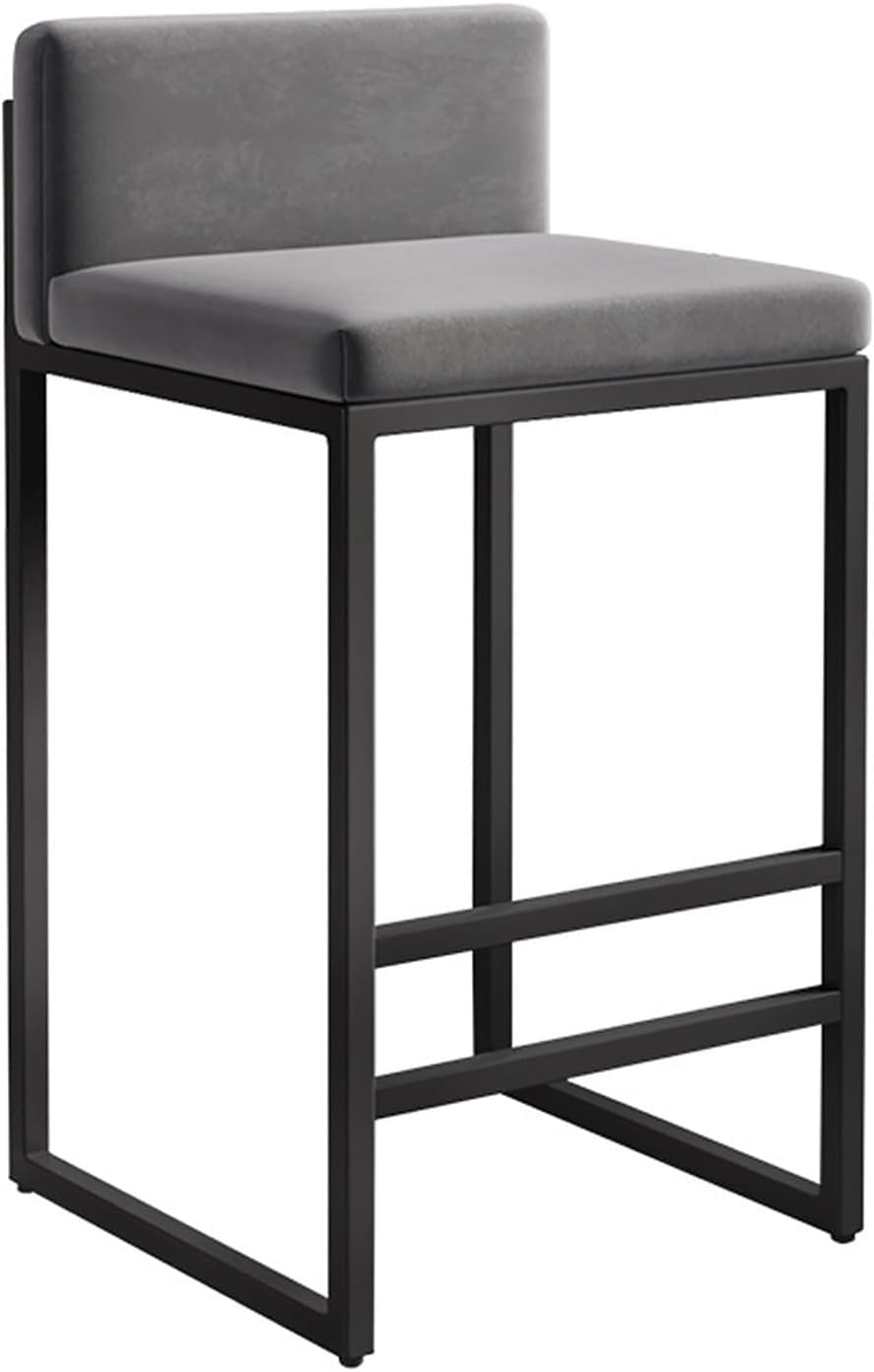 IUokLU Modern Kitchen Bar Stools with Backrest Adjustable Counter Height Barstools with Black Metal Frame Swivel High Bar Chairs for Home Bar/Black/65cm & 75cm Height(Grey-H75Cm)