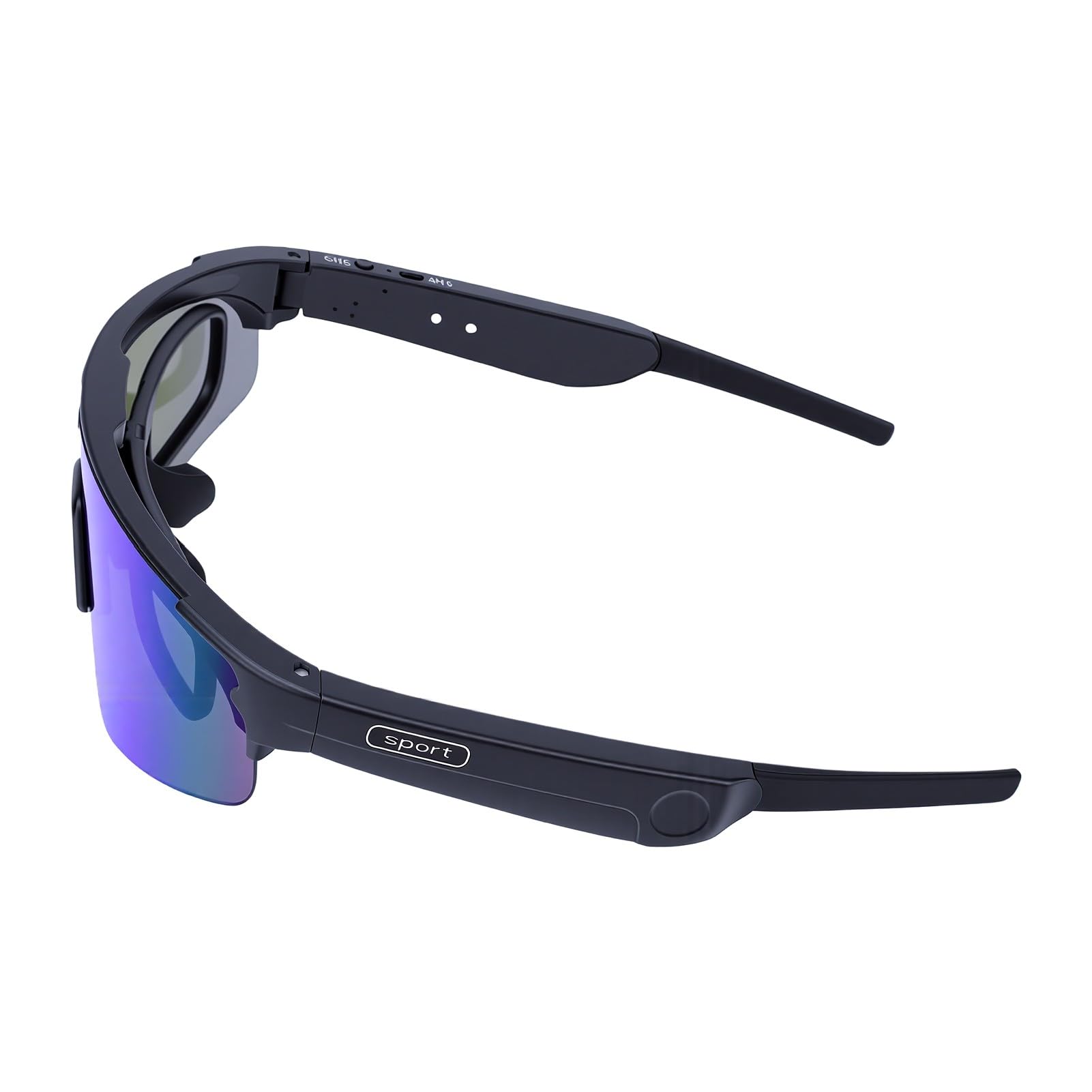 Dpofirs Gafas Inteligentes para Ciclismo, Gafas con Cámara 8 MP 4K con Grabación de Video y Estabilización EIS, con Altavoz y Micrófono para Música Llamadas, for Ciclismo Senderismo (Azul Negro)
