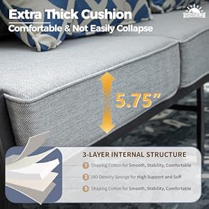 6piecemetaloutdoorpatiofurnituresetwithfirepittablepatioconversationset13seatersofa2swivelchair2ottomanwith575thickcushionblackbackyardfurnituregray Urban Country Home Decor 6 piece metal outdoor patio furniture set with firepit table patio conversation set 1 3 seater sofa 2 swivel chair 2 ottoman with 575 thick cushion black backyard furniture gray urban country home decor