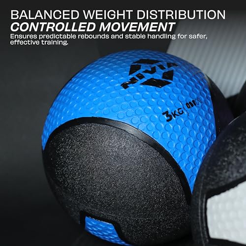 Image of Nivia Pro Medicine Ball for Strength Training, Core Workouts, Endurance Training, Non-Slip Surface, Weight Ball for Crossfit (Dark Blue, 3 KG)