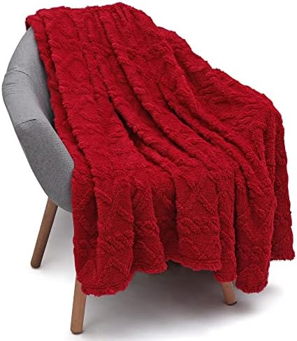 Sherpa Fleece Throw Blanket-3D Stylish Design, Super Soft,Fluffy,Warm,Cozy,Plush,Fuzzy for Couch Sofa Living Room Bed-All Season Accessories ,50" x 70" Claret