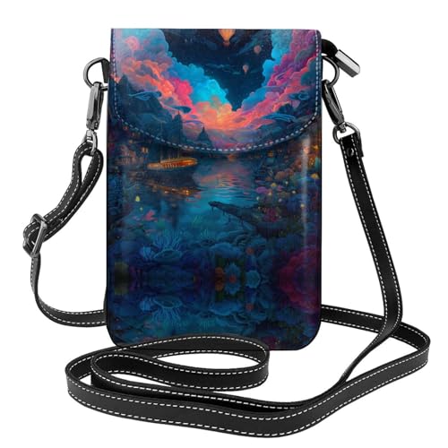 Sac pour téléphone portable en cuir imprimé fluorescent idéal pour le camping