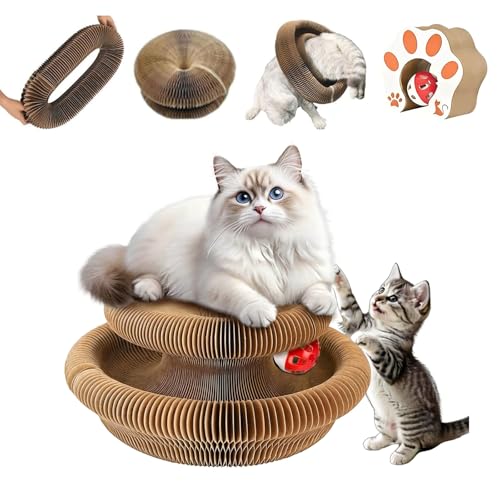 Jogcoys Kitty Curls Cat Toy Magic Organ Cat Toy Cat Scratcher for Grinding Claw Cardboard Cat Toys Interactive Scratch Pad with Toy Ball00