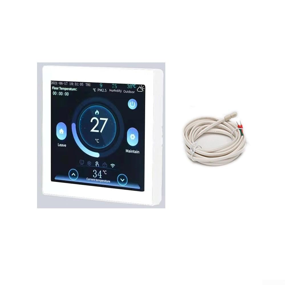 Thermostat numérique pour chaudière à écran tactile LCD 86 x 86 mm (Blanc