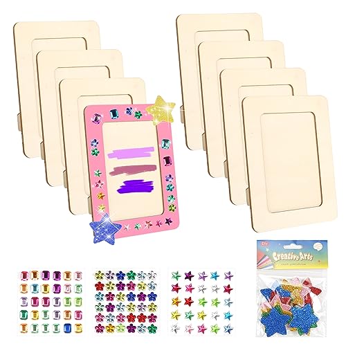 8 Pièce Bricolage Cadres Photos pour Enfant - Kits de Cadres 19x14cm - Cadre Photo Bricolage Enfant - Photo en Bois DIY - Loisirs et Activités