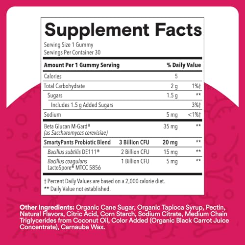 SmartyPants Adult 3 Billion CFU Probiotic Gummies, Gut Health, 30 Ct - image 3