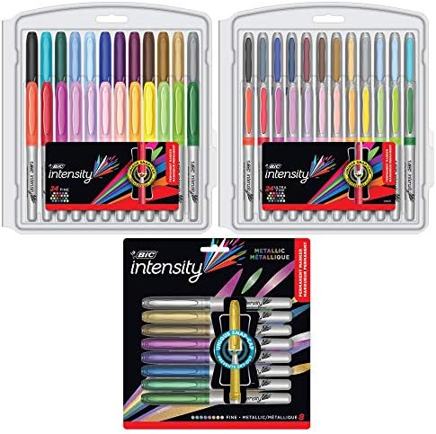 BIC Intensity Permanent Marker Coloring Bundle, Assorted Fine/Ultra Fine Tips, Assorted Fashion and Metallic Colors, 56-Count, (CBPM56EC-AST)