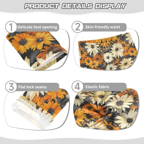 Girls Leggings Retro Sunflowers Soft Toddler Leggings for Girls Kids Pants Size 4T-10T3