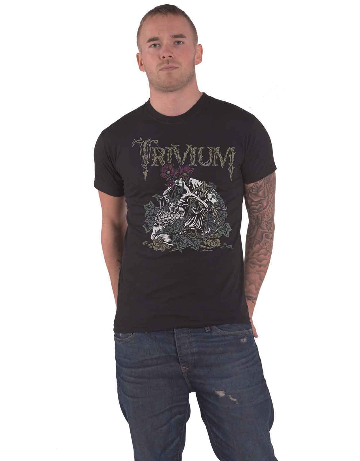 Trivium T Shirt Skelly Flower Band Logo Official Mens Black L