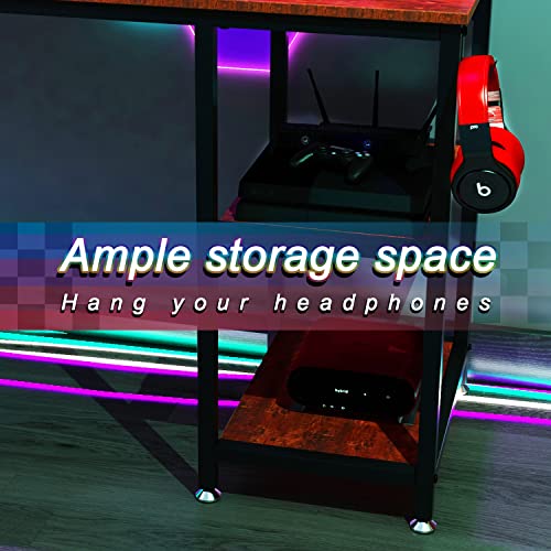 Fstar L Shaped Computer Desk With Storage Shelves, Corner Gaming Desk, L Desktop Desk For Pc Gaming, Sturdy Writing Desk Workstation, Modern Wooden Desk Office Desk, Wood & Metal (Vintag, 66 Inch) #TOP4