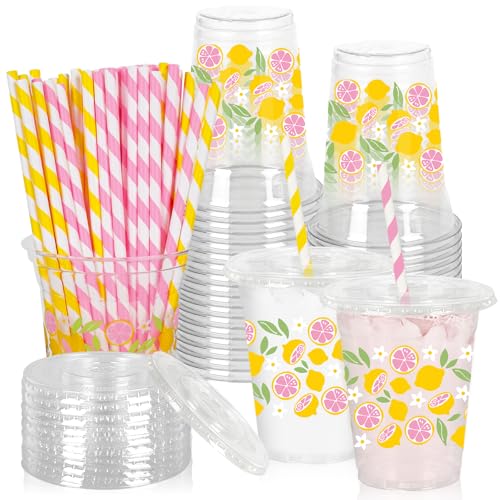 JarThenaAMCS 50 Pcs Summer Lemon Plastic Cups...