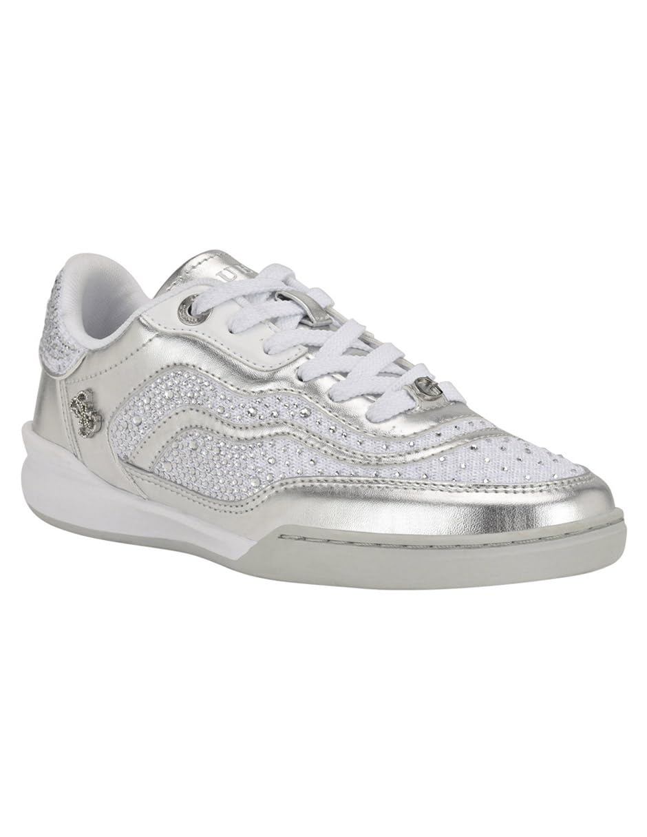 Guess Women's Pritie Sneaker, Silver Rhinestone 040, 3 UK