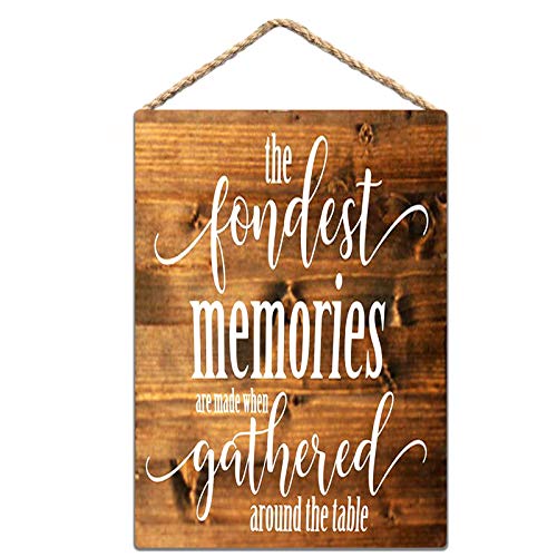 no applicable Wood Signs for Home Decor Vintage Rustic Wooden Plaque Front Door Sign Fondest Memories are Made When Gathered Around The Table Dining Room Sign Porch Decor 12x8 Inch