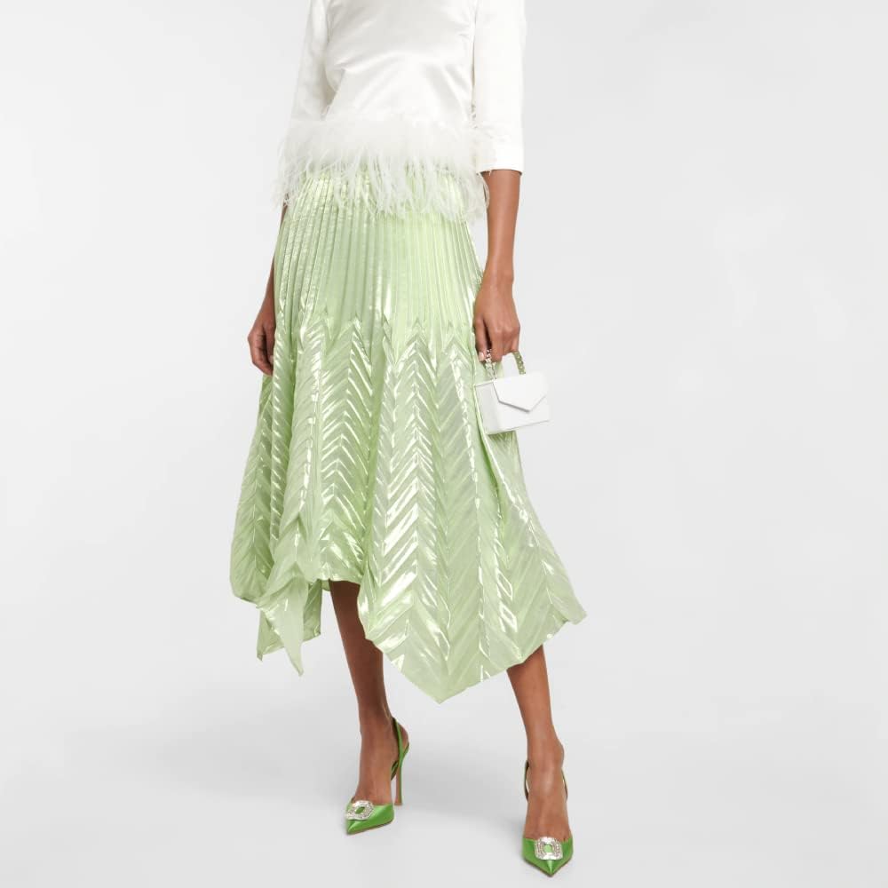 Vertundy Women's Slingback Rhinestone Heels - Pointed Toe Satin Crystal Stiletto Heeled Sandals Party Wedding Bride Pump Shoes Green - Image 6