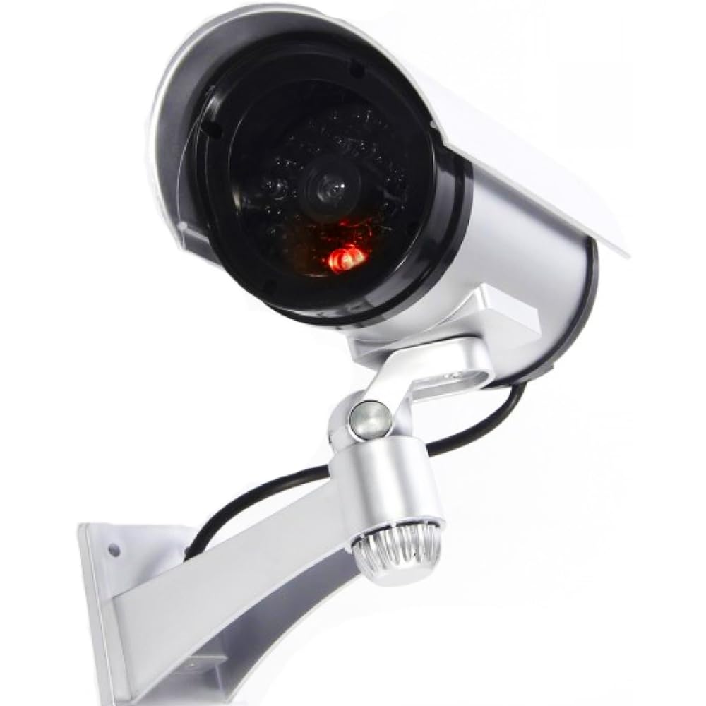 Telecamera di Sorveglianza Finta Esterno Interno LED Rossa Lampeggiante Design Realistico