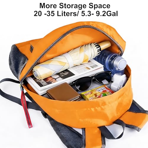 Set de 2 mochilas plegables ligeras 20 litros rojas y naranjas miniatura 2