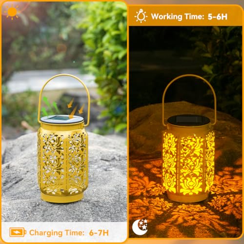 4 Pack Solar Lanterns Outdoor Waterproof Rose Solar LED Lights Garden Decor by OxyLED - Used condition - Image 5