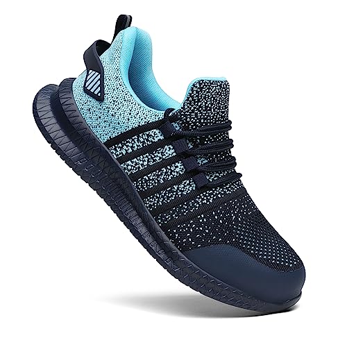 Steel Toe Shoes for Men and Women Comfortable Lightweight Work Safety Shoes Puncture Proof Slip Resistant Indestructible Sneakers Construction Work Utility Blue M13