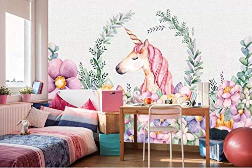 Papier peint personnalisé licorne fleur decoration murale - 3