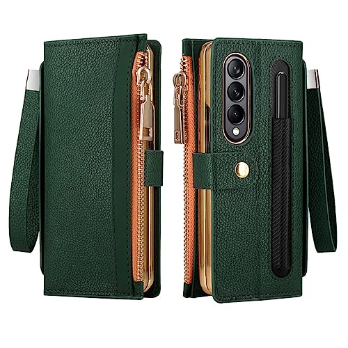 Fermeture éclair avec emplacement pour carte et stylo sur étui portefeuille Galaxy Z Fold 4