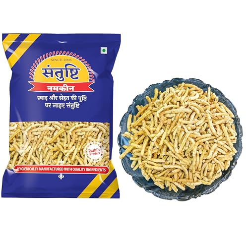 Image of Santushti Namkeen Authentic Ratlami Laung Sev-200gm | Crispy Medium Spicy Indian Snack Made in Groundnut Oil | Traditional Tea Time Snack | Healthy Munching Anytime | Fresh & Flavorful Taste N