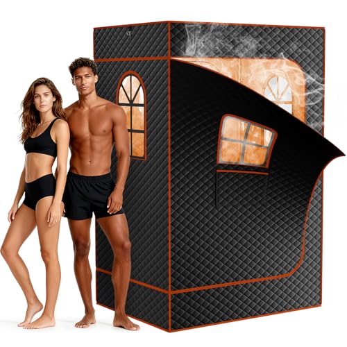 Tragbare Dampfsauna Heimsauna für Zuhause, Upgrade Version Saunabox mit 3 Liter Dampfgenerator, Fernbedienung, Klappstuhl, Tragbare Saunazelt 120 x 90 x 180cm