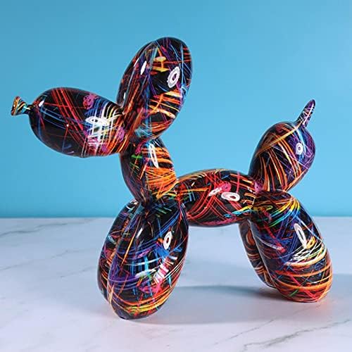 Balloon Dog Sculpture, Resin Creative Animal Figurine Balloon Dog Statue Modern Desktop Decoration for Home Bedroom Living Room, C