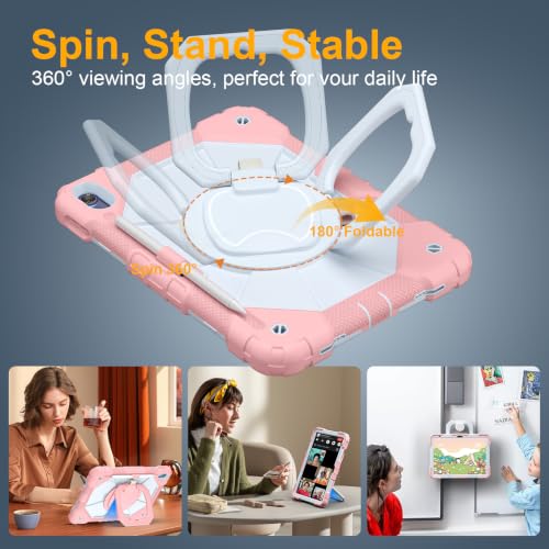Image of Case for iPad (A16) 11th Generation 11 Inch 2025, Ubearkk for iPad 10th Generation 10.9 inch 2022 case with Screen Protector 360 Degree Rotating Stand Shoulder Strap Pencil Holder, Rose Beige