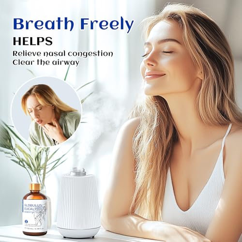 Image of HIQILI 100ML Eucalyptus Essential Oil for Spray, Diffuser & Skin, 100% Pure Undiluted - 3.38 Fl Oz