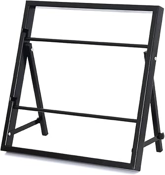Foldable Ribbon Display Rack, 2 Tier Craft Ribbon Organizers for Wrapping Paper/Lace/Fabrics, Metal Spool Holder Organizer Color Black