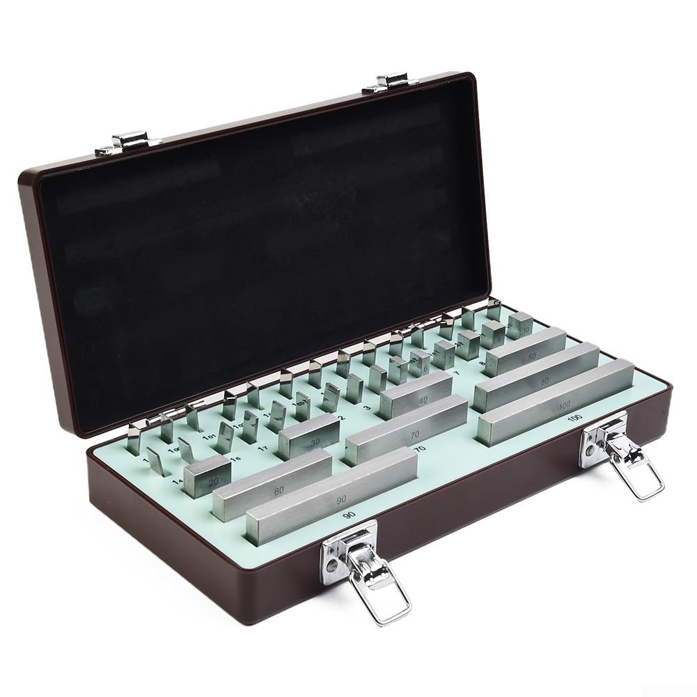 Juego de bloques de calibre de acero de grado 0/1 de 38 piezas, bloques de calibración de instrumentos de alto carbono con certificado, cumple con B89.1.9-2002 para medición (nivel 1)