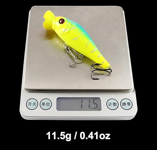 Miniatura 6 de Señuelos de pesca Popper cebo de pesca Topwater cebos duros ojos 3D Swimbait Crankbait con gancho de agudos para lubina, trucha, agua dulce y salada